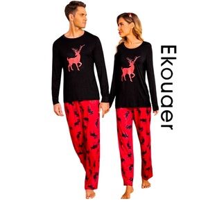 EKOUAER Christmas Pajamas Long Sleeve Pullover Printed Pants Adult Unisex Sz L